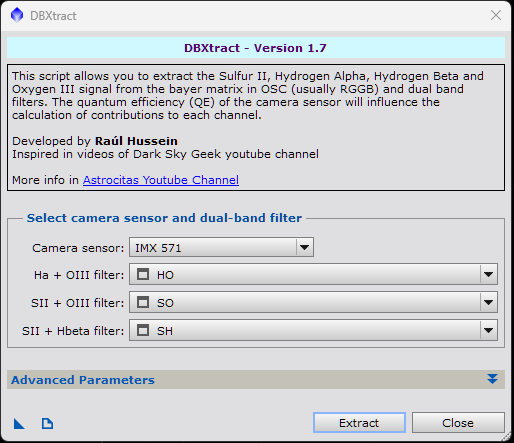 DBXtract dialog in PixInsight
